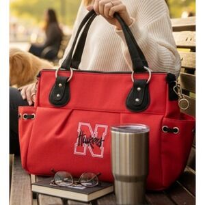Sandol Nebraska Huskers Red Canvas Shoulder Bag Gameday Handbag NWT 14x9